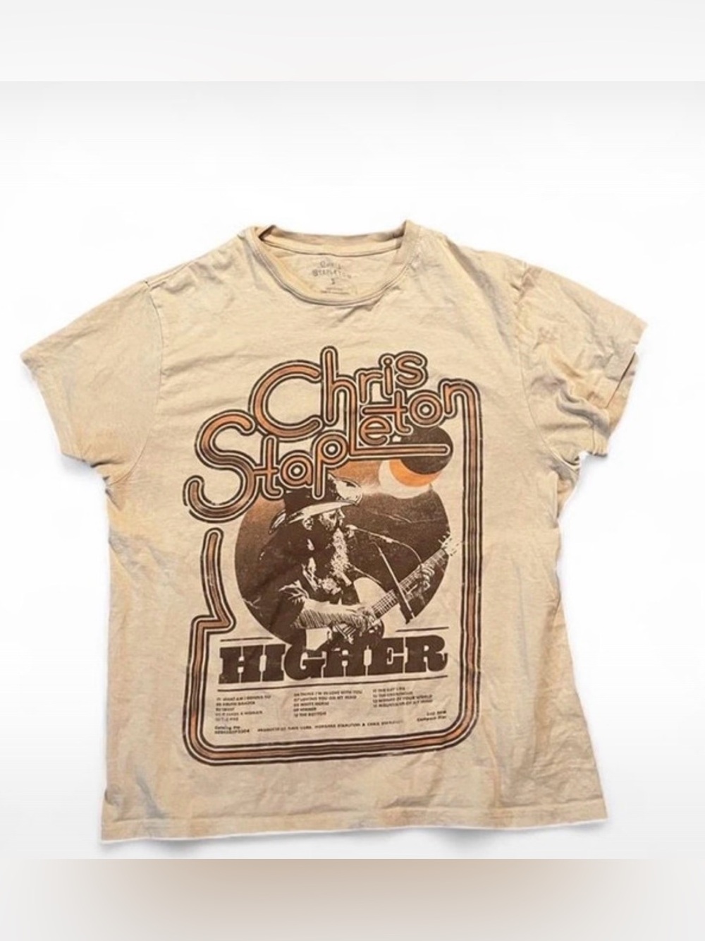 Chris Stapleton Beige Graphic Short Sleeve Tee - Higher Tour